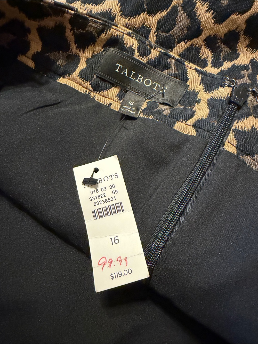 Talbots Leopard-Print Pencil Skirt in Black and Tan - Picture 2 of 2